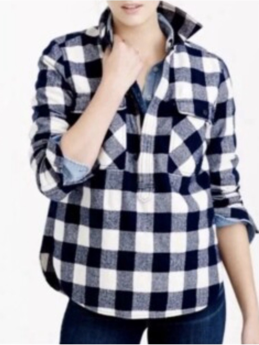 J. Crew Black and White Buffalo Check Shirt Jacket
